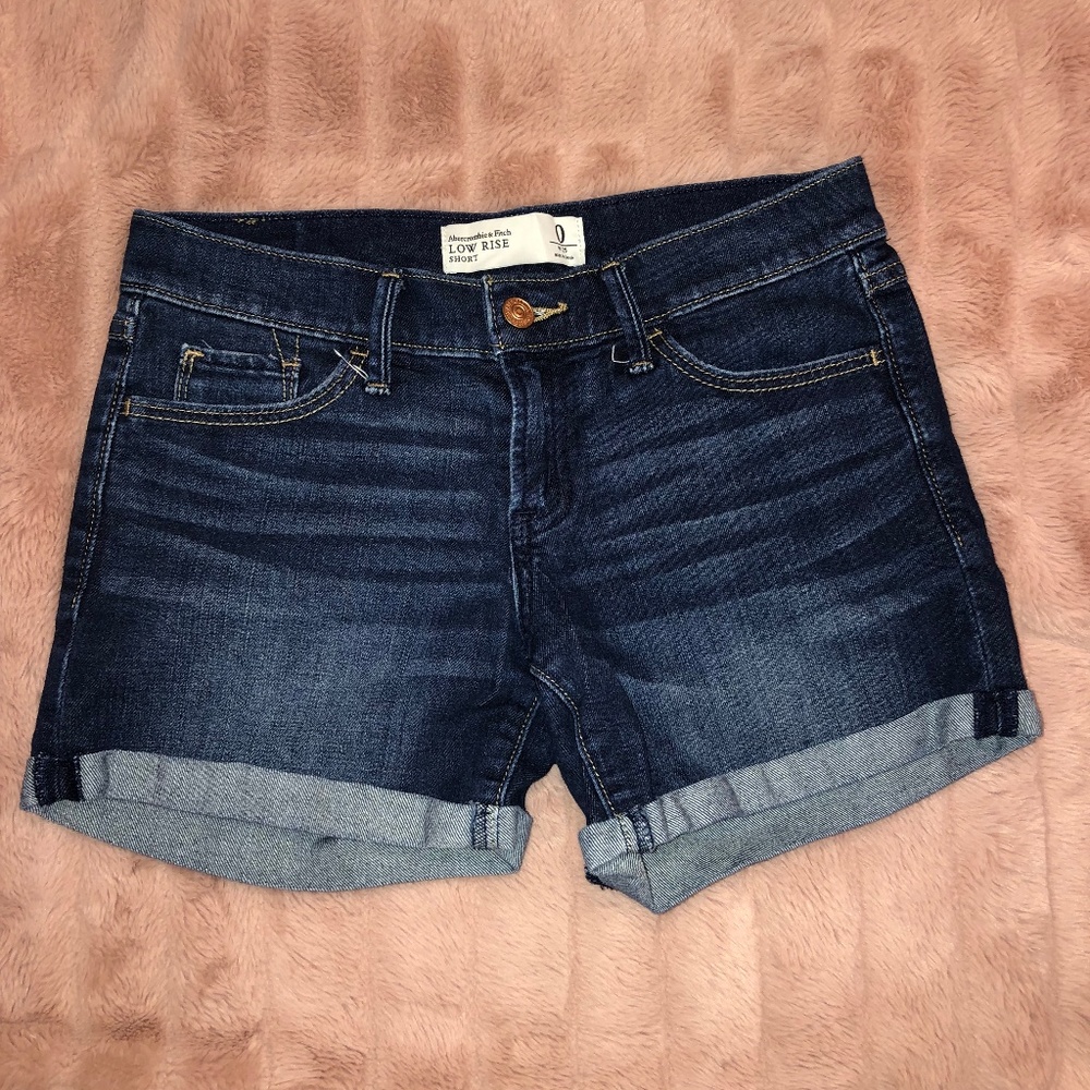 Low Rise Denim Shorts Dark Blue Wash